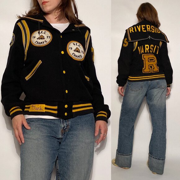 Vintage 1979 High School Varsity Jacket with NAUTICAL Sailor Hood Flap! Medium - Picture 1 of 16